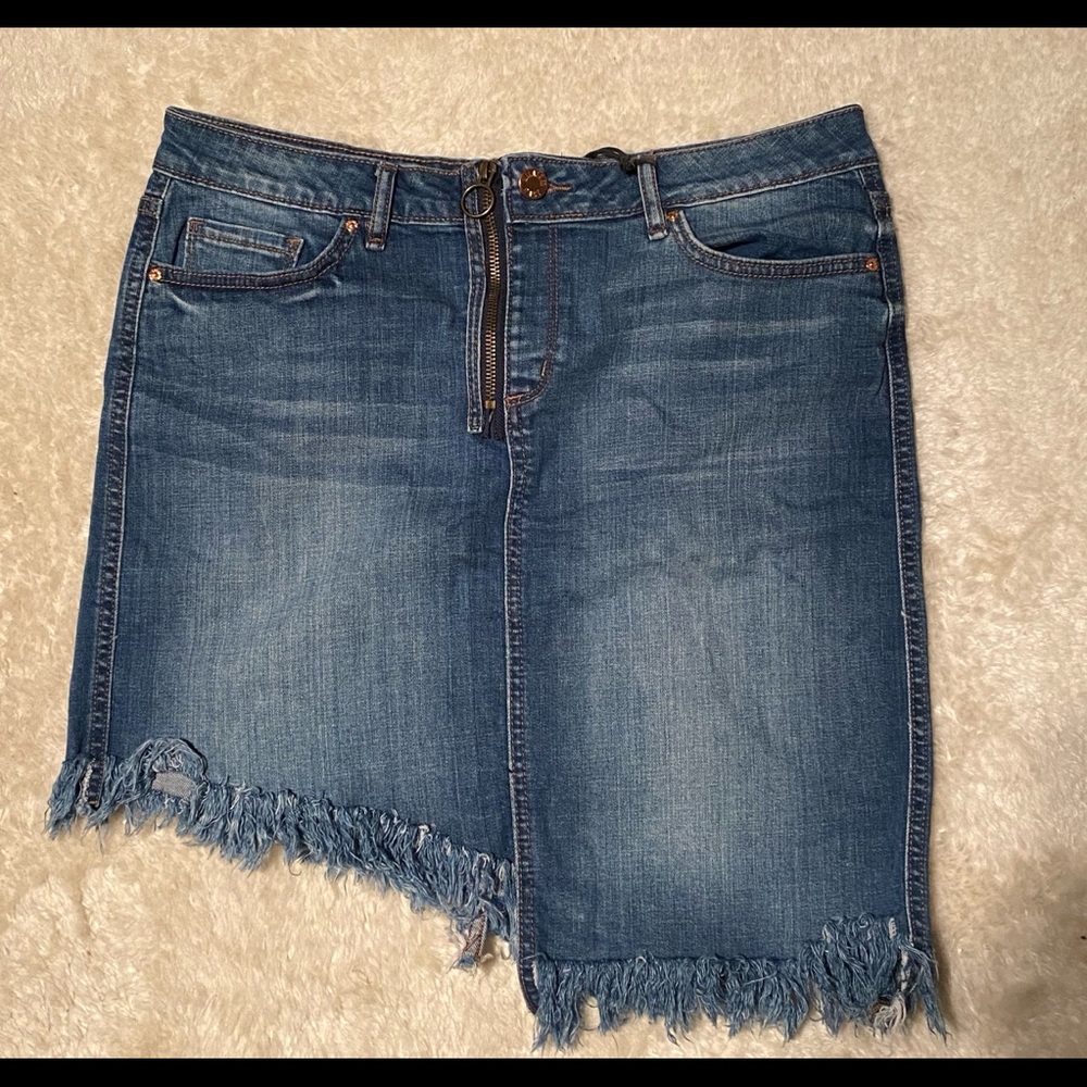 Jean Skirt with Fringe